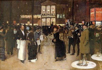 The Boulevard at Night, in front of the Theatre des Varietes by Jean Beraud